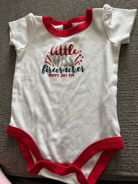 Baby Essentials White Bodysuit with Red Trim